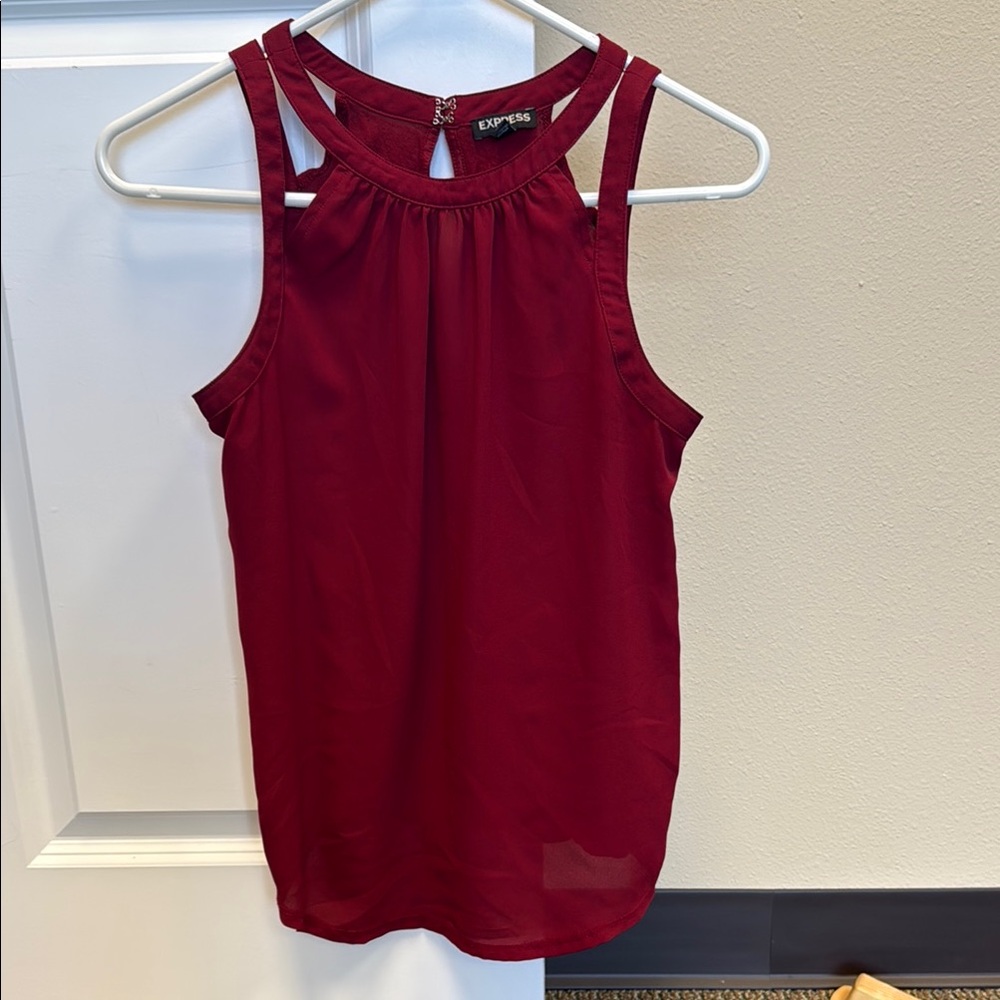 Express Women's Red Sleeveless Business Casual Top